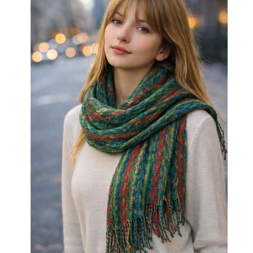 Peruvian Soul Handwoven Baby Alpaca‎ Scarf Lightweight Artisan Spring Summer